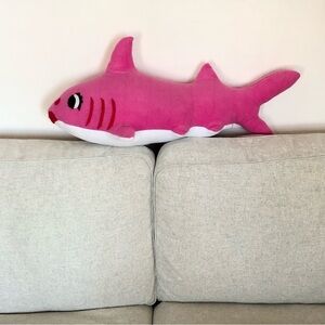 Mommy shark pillow hot  pink micro fleece handmade